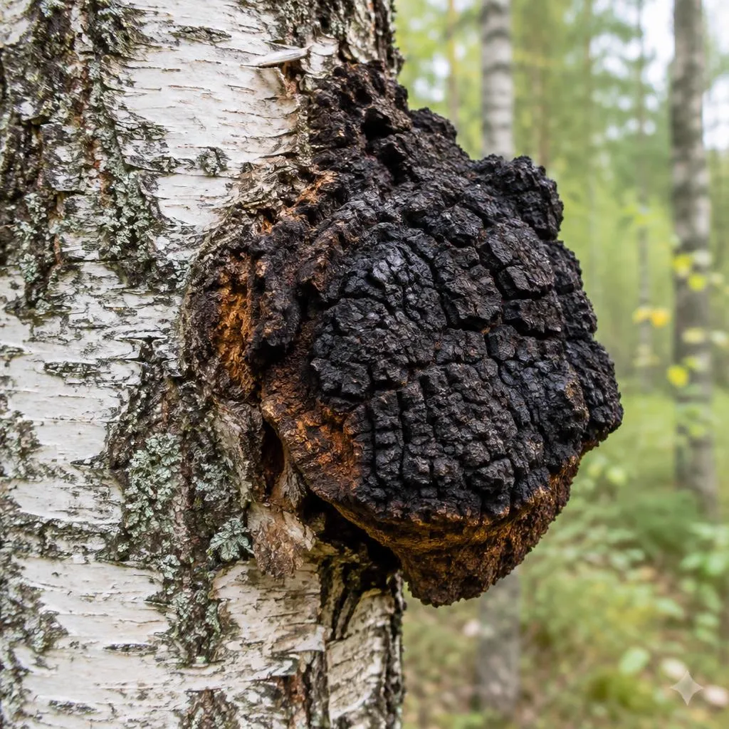Chaga poussant sur un bouleau